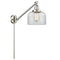Bell Swing Arm shown in the Brushed Satin Nickel finish with a Clear shade