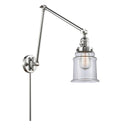 Canton Swing Arm shown in the Polished Chrome finish with a Clear shade
