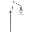 Canton Swing Arm shown in the Brushed Satin Nickel finish with a Clear shade