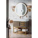 James Martin Columbia 36" Single Vanity Ash Gray Radiant Gold with Glossy White Composite Top 388-V36-AGR-RG-GW