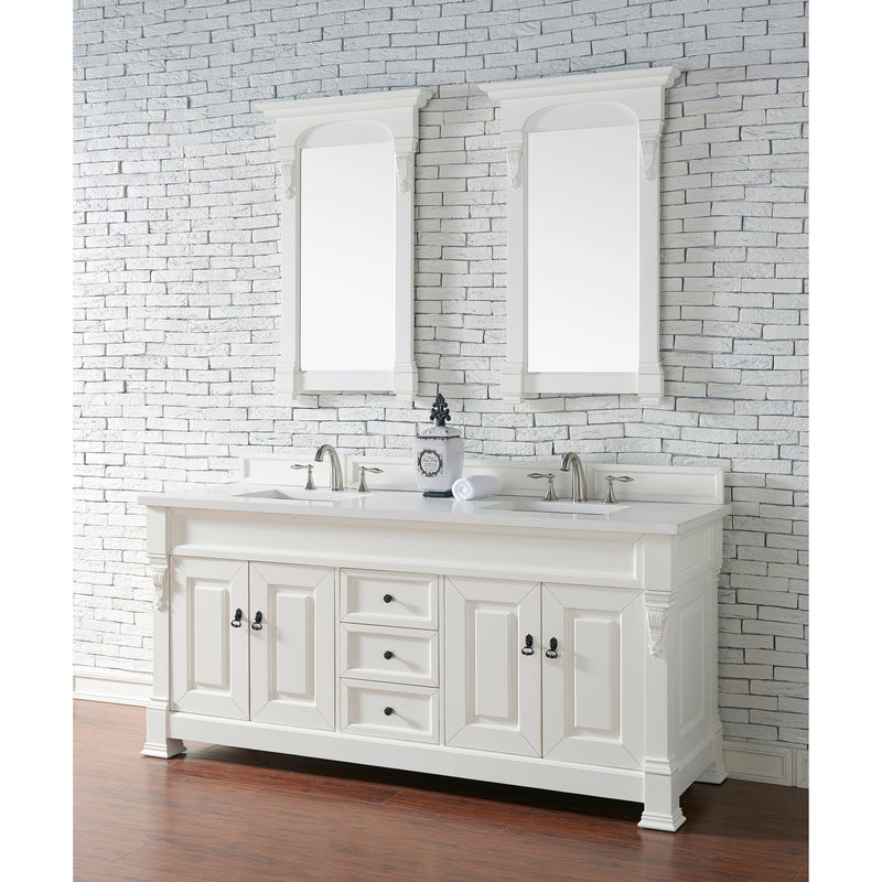 James Martin Brookfield 72" Bright White Double Vanity with 3 cm Classic White Quartz Top 147-V72-BW-3CLW