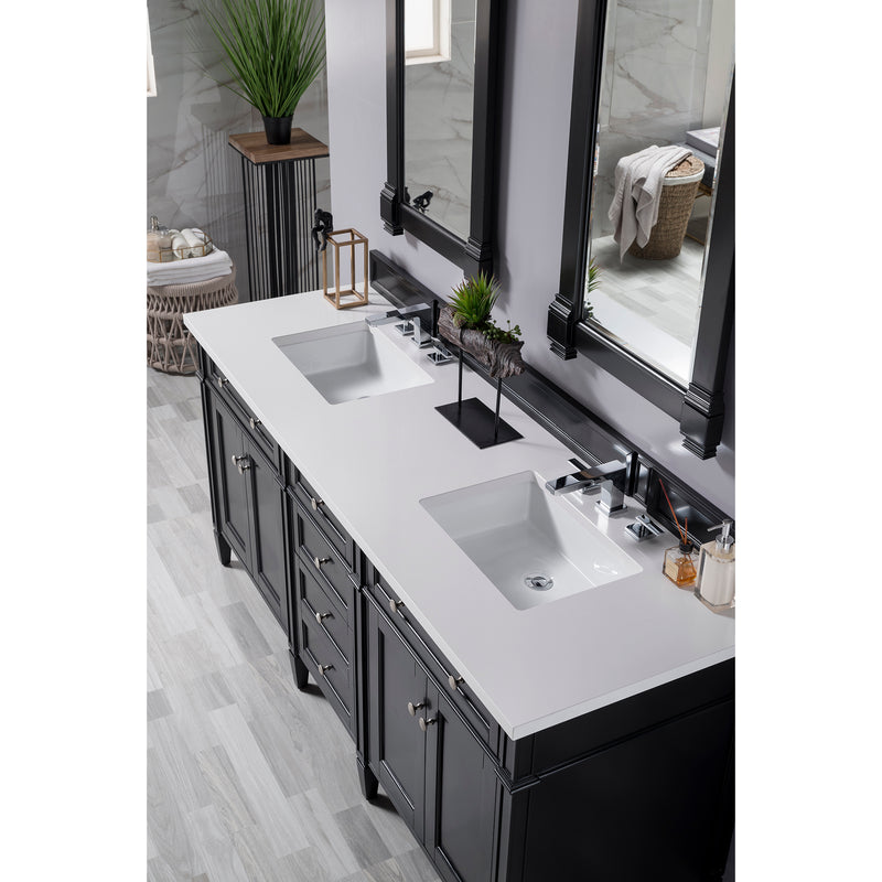 James Martin Brittany 72" Black Onyx Double Vanity with 3 cm Classic White Quartz Top 650-V72-BKO-3CLW