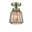 Chatham Semi-Flush Mount shown in the Black Antique Brass finish with a Mercury shade