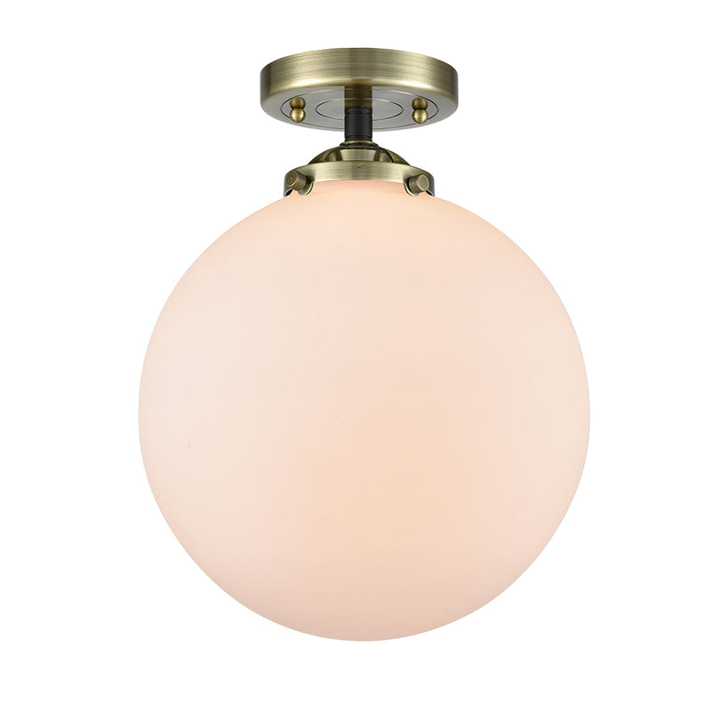 Beacon Semi-Flush Mount shown in the Black Antique Brass finish with a Matte White shade