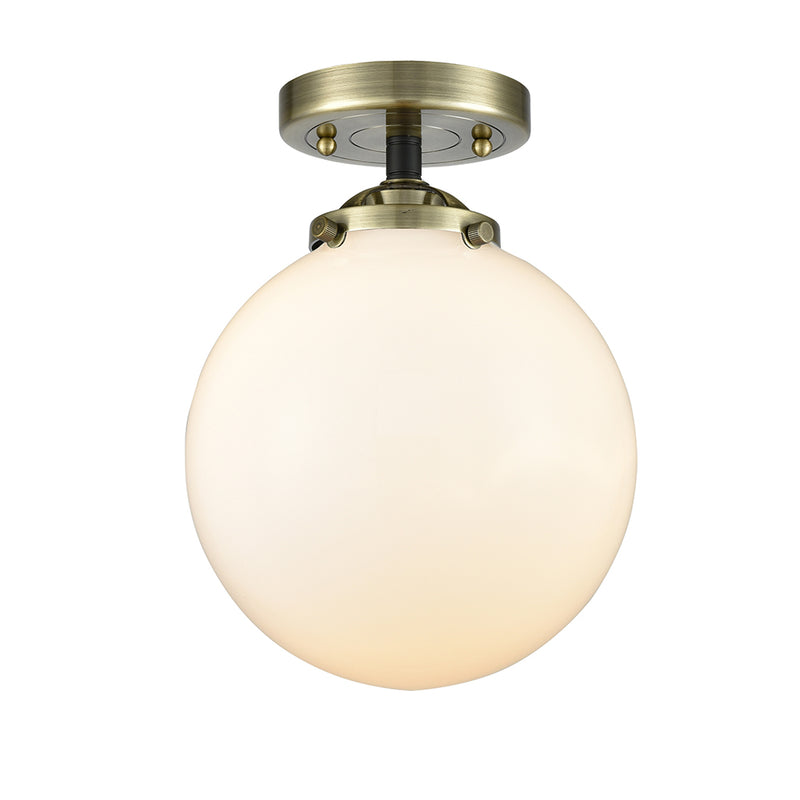 Beacon Semi-Flush Mount shown in the Black Antique Brass finish with a Matte White shade