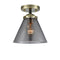 Cone Semi-Flush Mount shown in the Black Antique Brass finish with a Plated Smoke shade