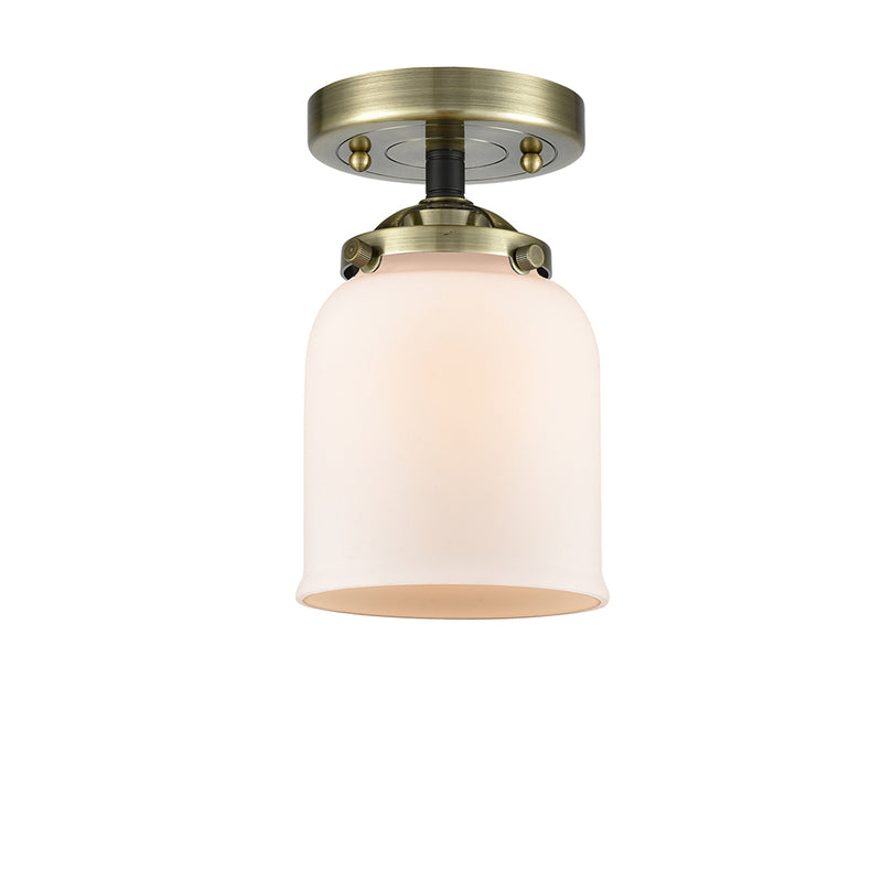 Bell Semi-Flush Mount shown in the Black Antique Brass finish with a Matte White shade