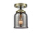 Bell Semi-Flush Mount shown in the Black Antique Brass finish with a Plated Smoke shade