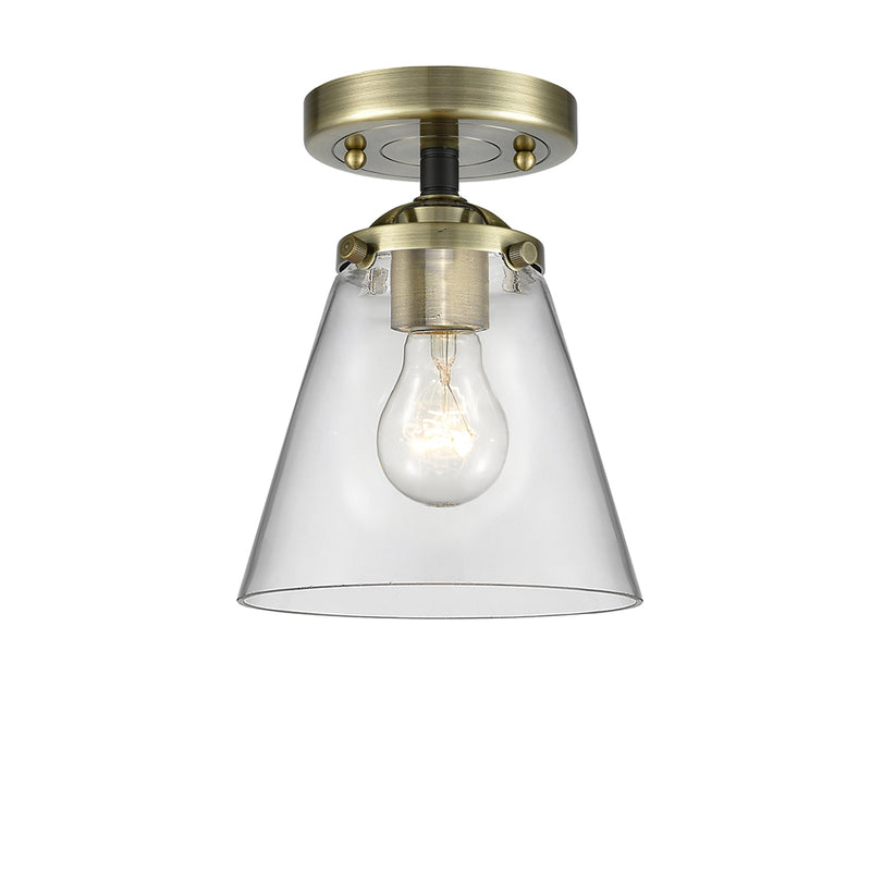 Cone Semi-Flush Mount shown in the Black Antique Brass finish with a Clear shade