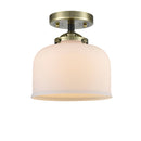 Bell Semi-Flush Mount shown in the Black Antique Brass finish with a Matte White shade