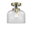 Bell Semi-Flush Mount shown in the Black Antique Brass finish with a Clear shade