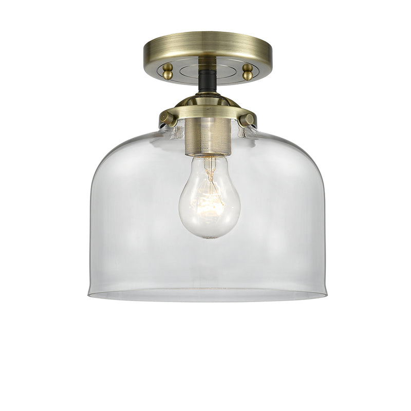 Bell Semi-Flush Mount shown in the Black Antique Brass finish with a Clear shade