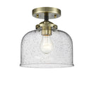 Bell Semi-Flush Mount shown in the Black Antique Brass finish with a Seedy shade