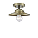 Railroad Semi-Flush Mount shown in the Black Antique Brass finish with a Antique Brass shade