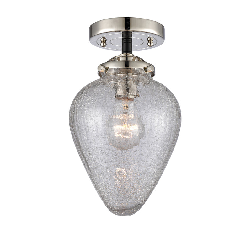 Geneseo Semi-Flush Mount shown in the Black Polished Nickel finish with a Clear Crackled shade
