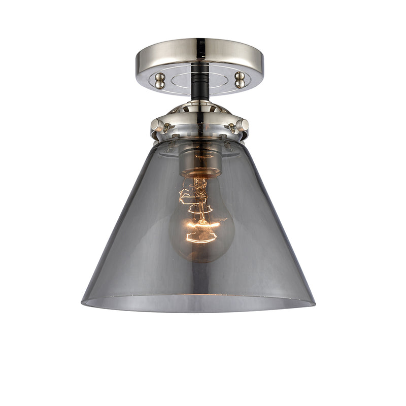 Cone Semi-Flush Mount shown in the Black Polished Nickel finish with a Plated Smoke shade