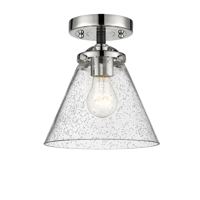 Cone Semi-Flush Mount shown in the Black Polished Nickel finish with a Seedy shade