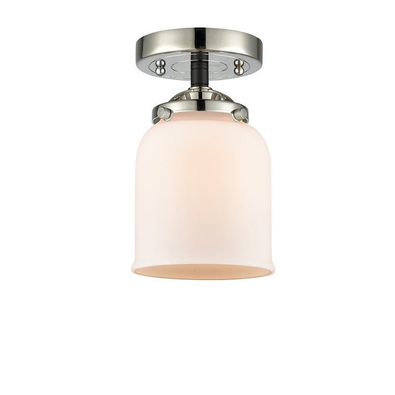 Bell Semi-Flush Mount shown in the Black Polished Nickel finish with a Matte White shade