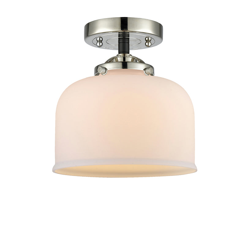 Bell Semi-Flush Mount shown in the Black Polished Nickel finish with a Matte White shade