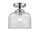 Bell Semi-Flush Mount shown in the Black Polished Nickel finish with a Clear shade