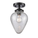 Geneseo Semi-Flush Mount shown in the Oil Rubbed Bronze finish with a Clear Crackled shade