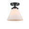 Cone Semi-Flush Mount shown in the Oil Rubbed Bronze finish with a Matte White shade