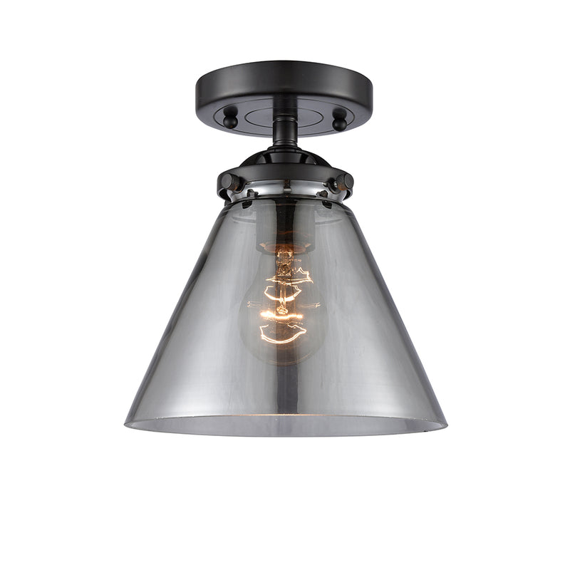 Cone Semi-Flush Mount shown in the Oil Rubbed Bronze finish with a Plated Smoke shade