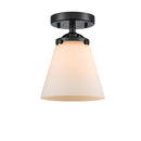 Cone Semi-Flush Mount shown in the Oil Rubbed Bronze finish with a Matte White shade