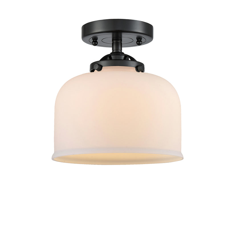 Bell Semi-Flush Mount shown in the Oil Rubbed Bronze finish with a Matte White shade