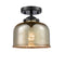 Bell Semi-Flush Mount shown in the Oil Rubbed Bronze finish with a Silver Plated Mercury shade