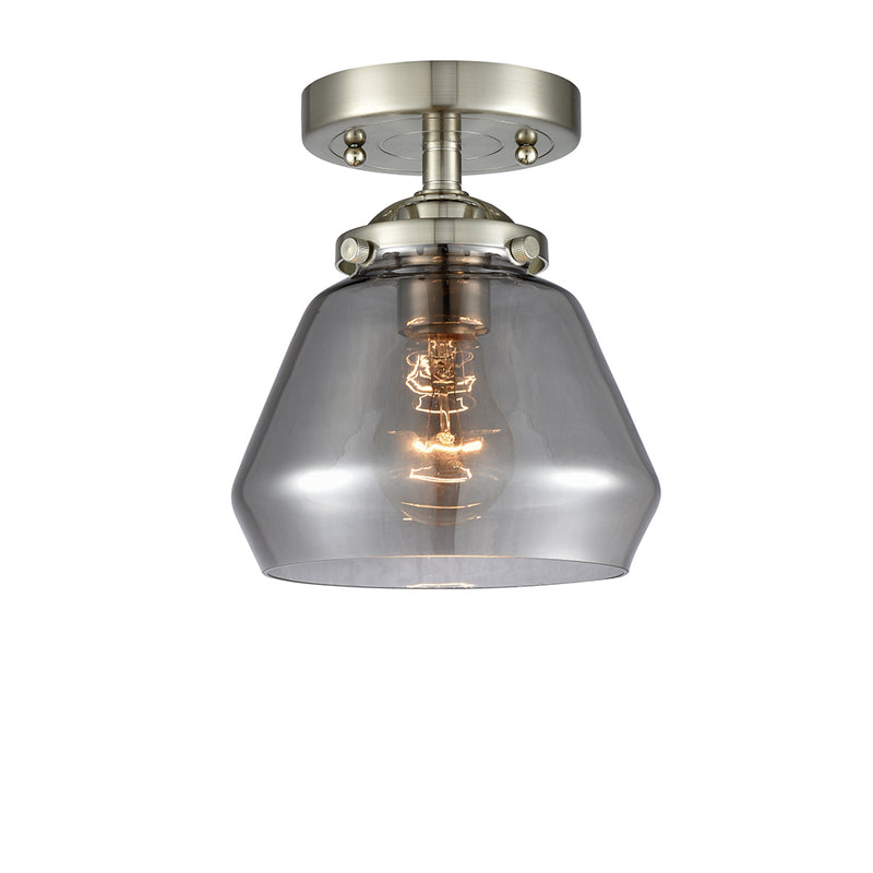 Fulton Semi-Flush Mount shown in the Brushed Satin Nickel finish with a Plated Smoke shade