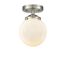 Beacon Semi-Flush Mount shown in the Brushed Satin Nickel finish with a Matte White shade