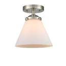 Cone Semi-Flush Mount shown in the Brushed Satin Nickel finish with a Matte White shade