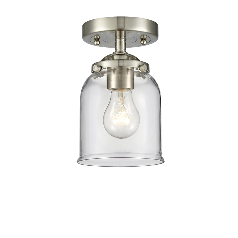 Bell Semi-Flush Mount shown in the Brushed Satin Nickel finish with a Clear shade