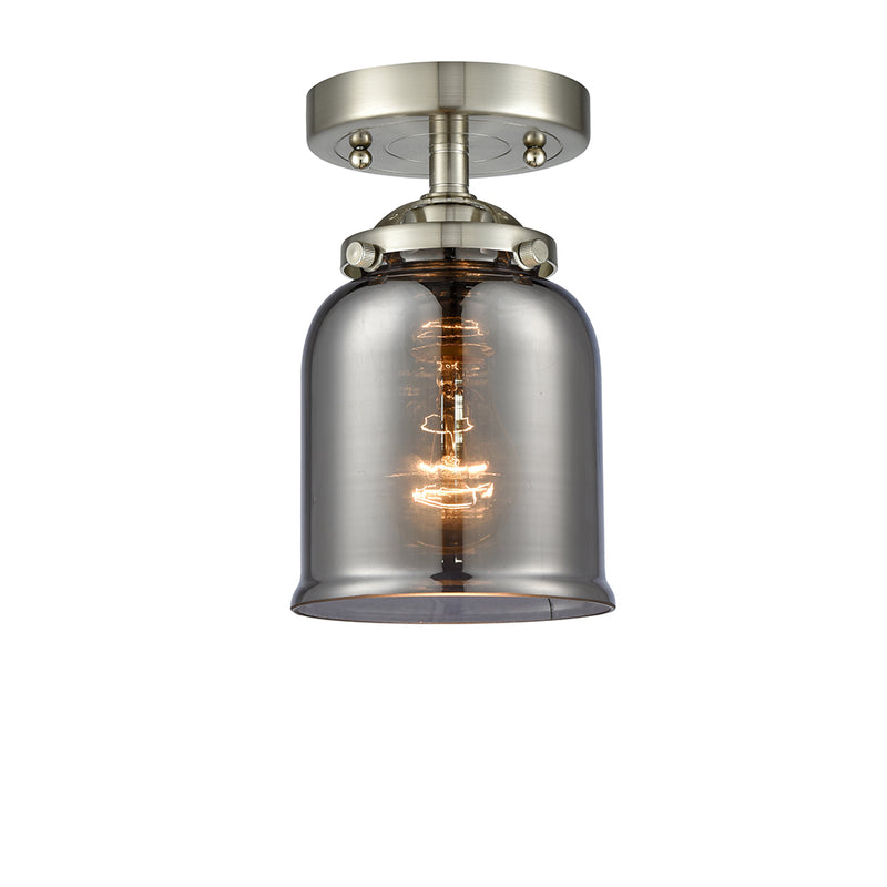 Bell Semi-Flush Mount shown in the Brushed Satin Nickel finish with a Plated Smoke shade