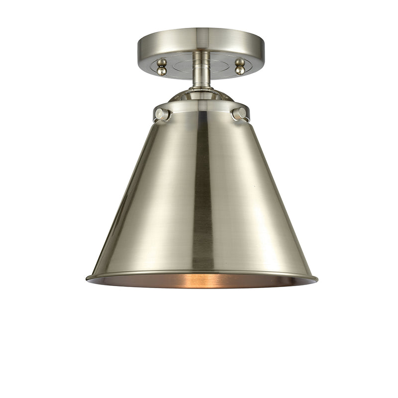 Appalachian Semi-Flush Mount shown in the Brushed Satin Nickel finish with a Brushed Satin Nickel shade