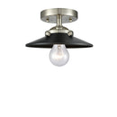 Railroad Semi-Flush Mount shown in the Brushed Satin Nickel finish with a Matte Black shade