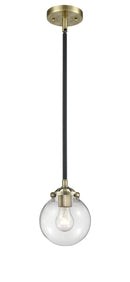 Innovations Lighting Beacon 1-80 watt 6 inch Black Antique Brass Mini Pendant with Clear glass and Solid Brass Hang Straight Swivel 2841SBABG2026