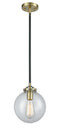 Innovations Lighting Beacon 1-100 watt 8 inch Black Antique Brass Mini Pendant with Seedy glass and Solid Brass Hang Straight Swivel 2841SBABG2048