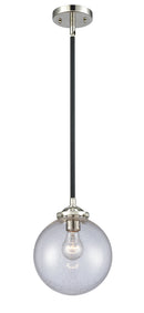 Innovations Lighting Beacon 1-100 watt 8 inch Black Polished Nickel Mini Pendant with Seedy glass and Solid Brass Hang Straight Swivel 2841SBPNG2048