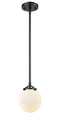 Innovations Lighting Beacon 1-80 watt 6 inch Oil Rubbed Bronze Mini Pendant with Gloss White glass and Solid Brass Hang Straight Swivel 2841SOBG2016