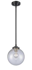 Innovations Lighting Beacon 1-100 watt 8 inch Oil Rubbed Bronze Mini Pendant with Clear glass and Solid Brass Hang Straight Swivel 2841SOBG2028