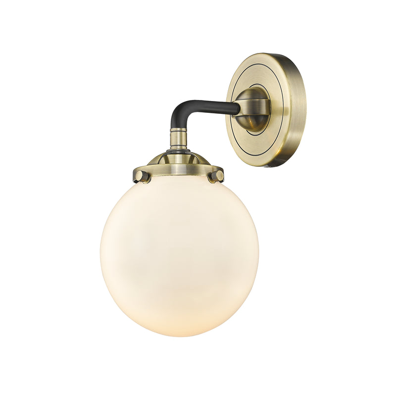 Beacon Sconce shown in the Black Antique Brass finish with a Matte White shade