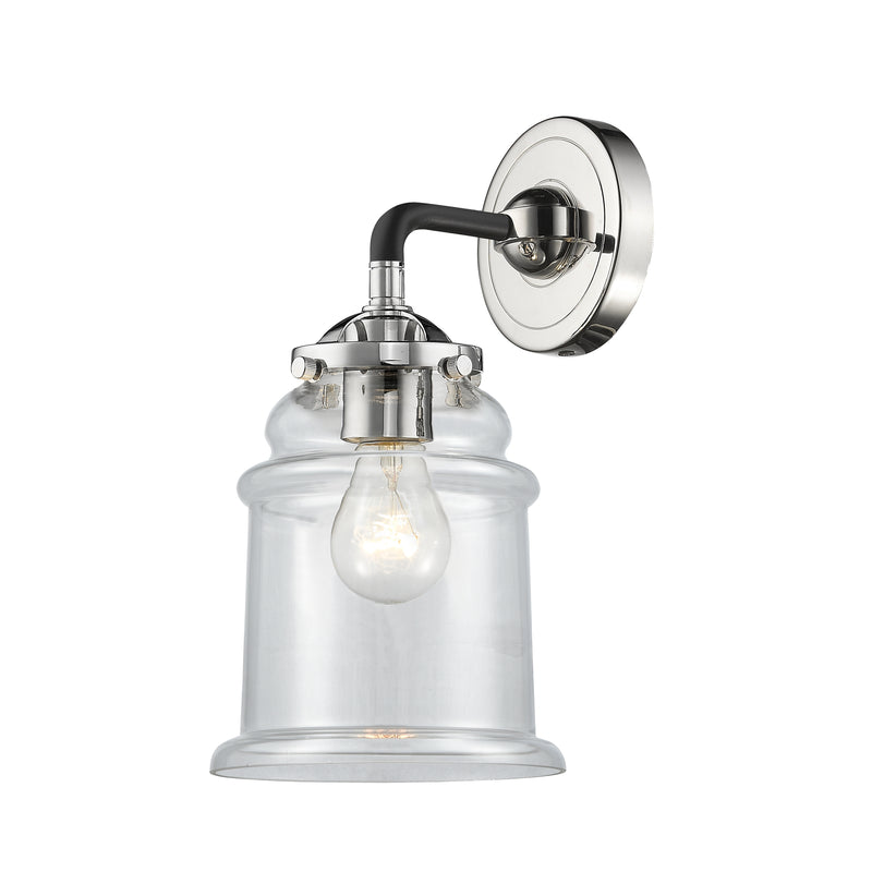 Canton Sconce shown in the Black Polished Nickel finish with a Clear shade