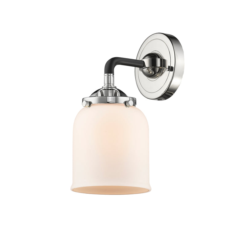 Bell Sconce shown in the Black Polished Nickel finish with a Matte White shade