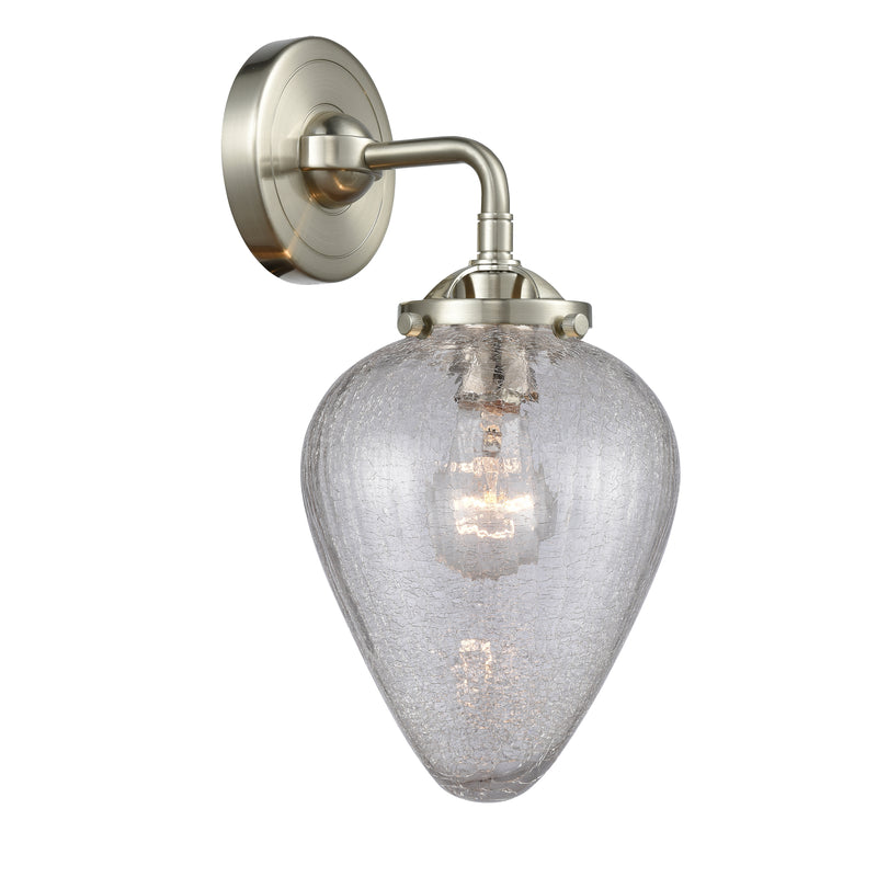 Geneseo Sconce shown in the Brushed Satin Nickel finish with a Clear Crackled shade