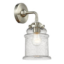 Canton Sconce shown in the Brushed Satin Nickel finish with a Seedy shade