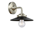 Railroad Sconce shown in the Brushed Satin Nickel finish with a Matte Black shade