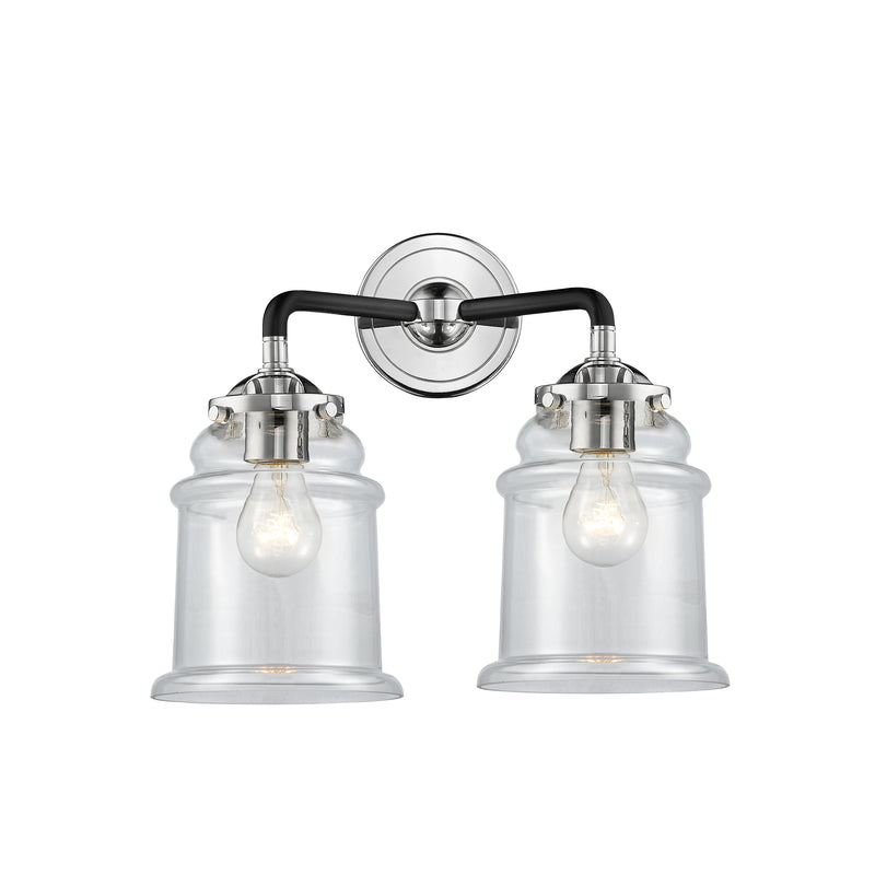 Canton Bath Vanity Light shown in the Black Polished Nickel finish with a Clear shade
