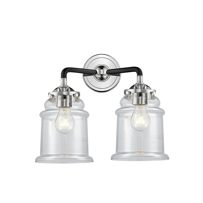 Canton Bath Vanity Light shown in the Black Polished Nickel finish with a Clear shade